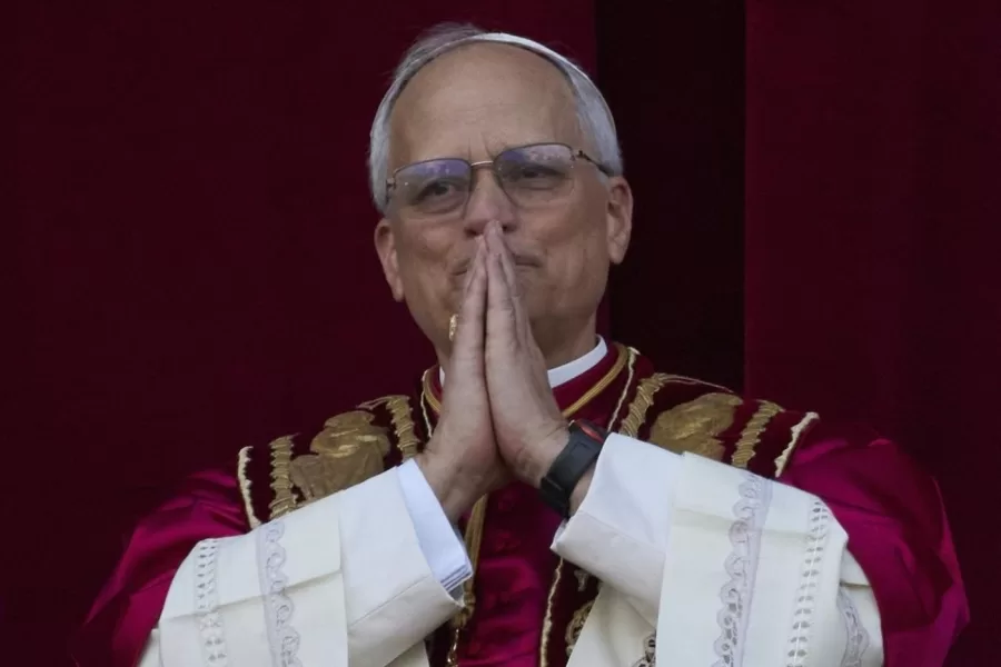 Newly elected Pope Leo XIV appears at the balcony of St. Peter’s Basilica at the Vatican, Thursday, May 8, 2025. (AP Photo/Andrew Medichini)