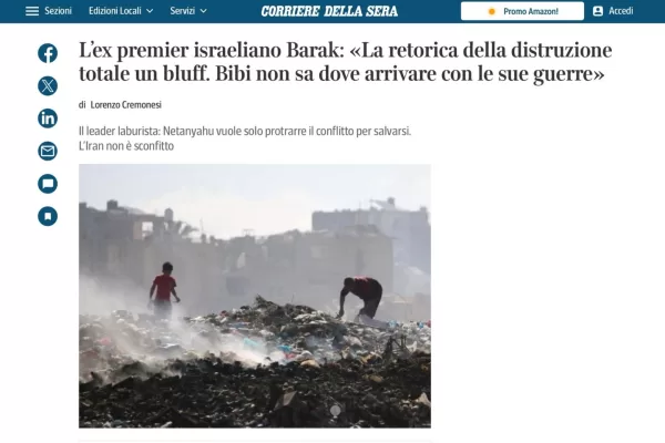 Ehud Barak osa parlare di Hamas, e il Corriere taglia l’intervista