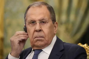 Russian Foreign Minister Sergey Lavrov attends the talks between Russian President Vladimir Putin and Interim President of the Republic of Mali Assimi Goita at the Grand Kremlin Palace at the Kremlin in Moscow, Russia, Monday, June 23, 2025. (AP Photo/Pavel Bednyakov, Pool)