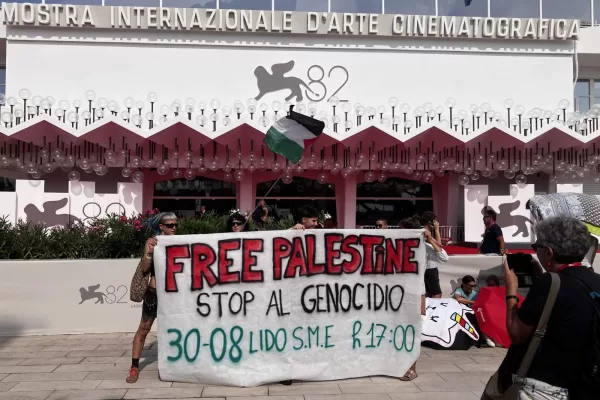Demonstration in favor of Palestine during the 82th International Venice Filmfestival, August 27 2025, Venice, Italy (photo by Gian Mattia DÕAlberto/Lapresse)