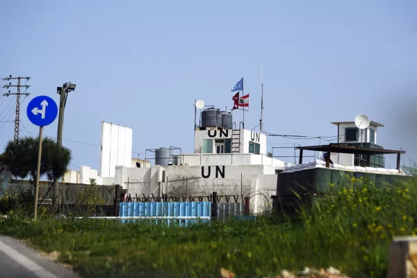A general view of a base of the United Nations peacekeeping forces in Lebanon (UNIFIL) at the Lebanese-Israeli border, in the southern village of Markaba, Friday, April 7, 2023. Israel launched rare strikes in southern Lebanon early Friday and pressed on with bombing targets in the Gaza Strip, marking a widening escalation in the region following violence this week at Jerusalem’s most sensitive holy site. Friday’s strikes in southern Lebanon came a day after militants fired nearly three dozen rockets from there at Israel. (AP Photo/Hassan Ammar)