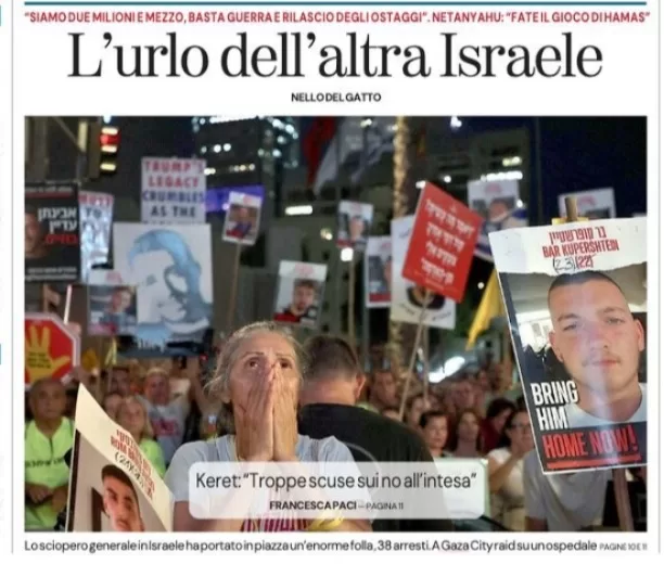 La democrazia in Israele che non piace ai media pro-Pal italiani: la gente che manda al diavolo Netanyahu sventola le bandiere con la Stella di David