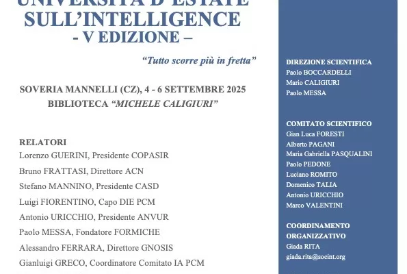 Università d’Estate sull’Intelligence: il dibattito tra rappresentati delle istituzioni e della cultura con 100 studenti