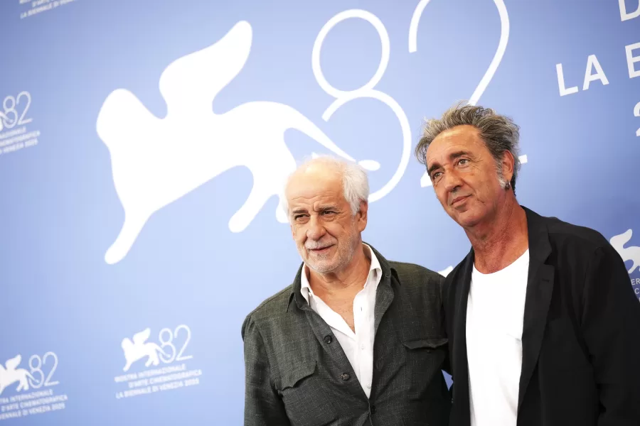 Toni Servillo, left, and director Paolo Sorrentino pose for photographers at the photo call for the film ‘La Grazia’ during the 82nd edition of the Venice Film Festival in Venice, Italy, on Wednesday, Aug. 27, 2025. (Photo by Alessandra Tarantino/Invision/AP)

Associated Press/LaPresse