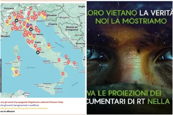 La peste putiniana in Italia, la mappa dei 139 eventi illegali e la campagna pubblicitaria di Russia Today