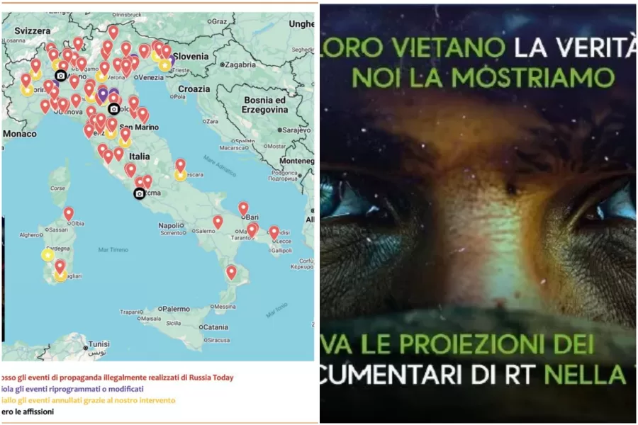 La peste putiniana in Italia, la mappa dei 139 eventi illegali e la campagna pubblicitaria di Russia Today