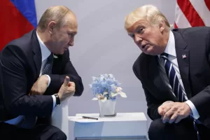 FILE – President Donald Trump, right, meets with Russian President Vladimir Putin at the G-20 Summit in Hamburg, July 7, 2017. (AP Photo/Evan Vucci, File) FILE – President Donald Trump, right, meets with Russian President Vladimir Putin at the G-20 Summit in Hamburg, July 7, 2017. (AP Photo/Evan Vucci, File)