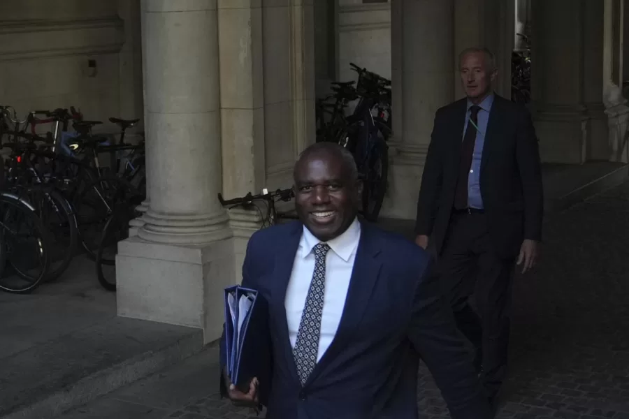 David Lammy, Deputy Prime Minister, arrives for a Cabinet meeting in Downing Street, London, Tuesday, Sept. 9, 2025. (AP Photo/Joanna Chan)