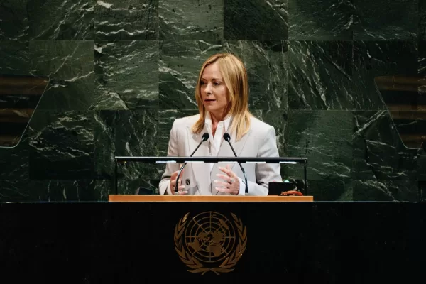 Foto Filippo Attili/Palazzo Chigi/LaPresse 
25 Settembre 2025 New York,Usa
Politica 
Il Presidente del Consiglio Giorgia Meloni parla all’assemblea ONU

DISTRIBUTION FREE OF CHARGE – NOT FOR SALE – Obbligatorio citare la fonte LaPresse/Palazzo Chigi/Filippo Attili