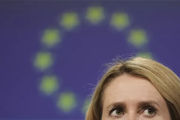 European Union foreign policy chief Kaja Kallas speaks during a media conference at EU headquarters in Brussels, Wednesday, Sept. 3, 2025. (AP Photo/Virginia Mayo)