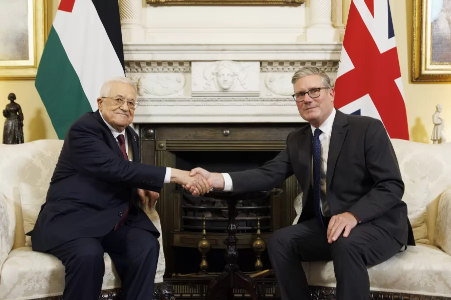 MAHMOUD ABBAS ABU MAZEN PRESIDENTE DELLA PALESTINA, KEIR STARMER PRIMO MINISTRO INGLESE