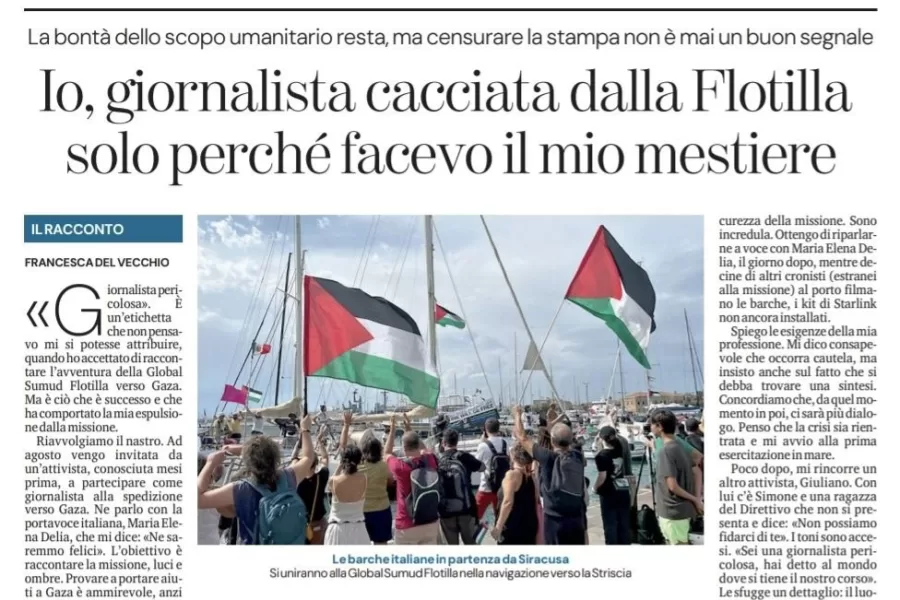 Flotilla, la giornalista Francesca Del Vecchio censurata e cacciata dalla barca: ecco cosa succede a bordo
