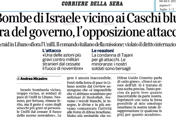 Caro ministro Crosetto sul presunto attacco all’Unifil serviva cautela