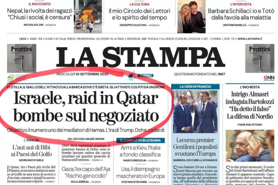 La solidarietà “legittima” al Qatar che copre i dirigenti-terroristi di Hamas e il 7 ottobre accusa Israele