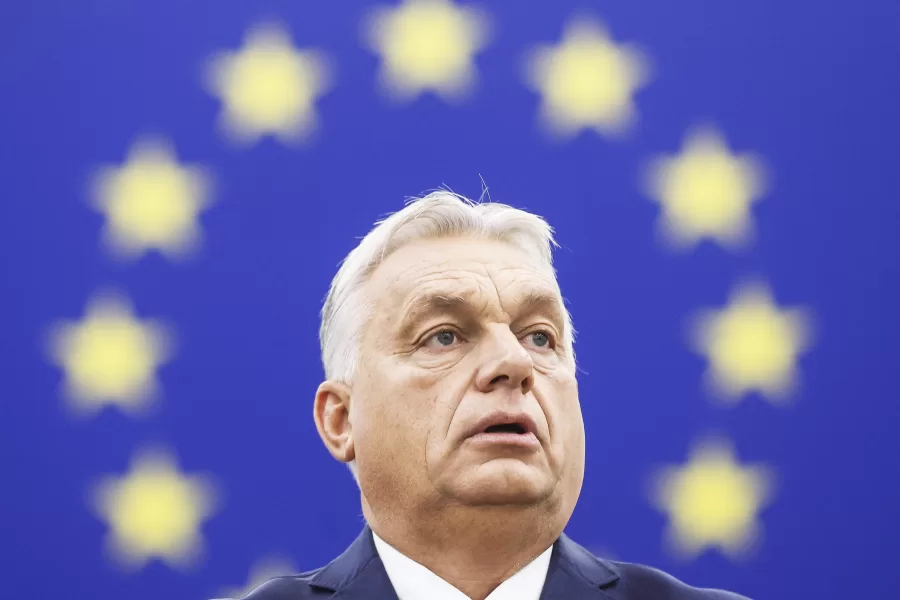 Hungarian Prime Minister and President of EU Council Viktor Orban delivers his speech in the hemicycle of the European parliament in Strasbourg, France, during a debate on the Hungarian programme council presidency, Wednesday Oct. 9, 2024. (AP Photo/Jean-Francois Badias) 


associated Press / LaPresse
Only italy and Spain

Associated Press/LaPresse