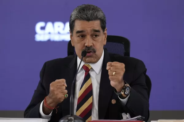 President Nicolas Maduro gives a press conference in Caracas, Venezuela, Monday, Sept. 1, 2025. (AP Photo/Ariana Cubillos)

Associated Press/LaPresse