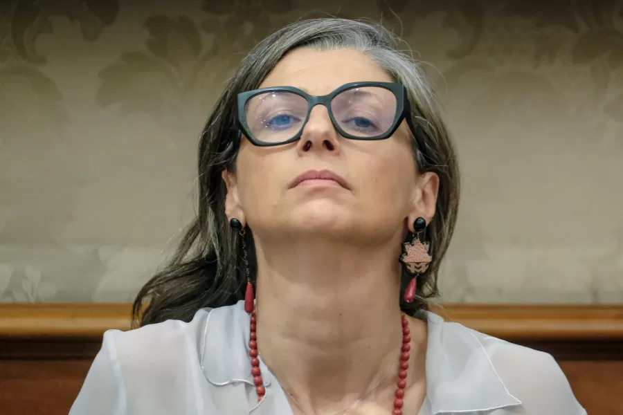 Francesca Albanese  in occasione della conferenza stampa AVS  su impatto delle sanzioni USA sulla relatrice ONU Francesca Albanese. Senato a Roma, Giovedì 04 Settembre 2025. (foto Mauro Scrobogna / LaPresse) 

Francesca Albanese at the AVS press conference on the impact of US sanctions on UN rapporteur Francesca Albanese. Senate in Rome, Thursday September 04 2025. (Photo by Mauro Scrobogna / LaPresse)