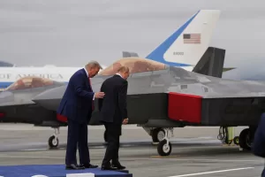 President Donald Trump walks from a stage with Russia’s President Vladimir Putin Friday, Aug. 15, 2025, at Joint Base Elmendorf-Richardson, Alaska. (AP Photo/Julia Demaree Nikhinson) President Donald Trump walks from a stage with Russia’s President Vladimir Putin Friday, Aug. 15, 2025, at Joint Base Elmendorf-Richardson, Alaska. (AP Photo/Julia Demaree Nikhinson)