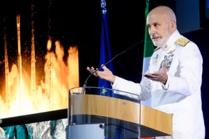 Ammiraglio Giuseppe Cavo Dragone, presidente Comitato militare NATO, in occasione degli Stati Generali, difesa spazio, cybersicurezza. Le prossime sfide per l’industria europea. Frascati RM, Venerdì 12 Settembre 2025. (foto Mauro Scrobogna / LaPresse) 

Admiral Giuseppe Cavo Dragone, President NATO military  commitee, on the occasion of the States General, defense, space, and cybersecurity. The upcoming challenges for European industry. Frascati RM, Friday September 12 2025. (Photo by Mauro Scrobogna / LaPresse)