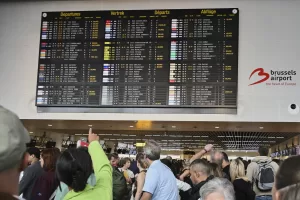 An airport employee points at a departure board after a cyber attack caused delays at Brussels International Airport in Zaventem, Belgium, Saturday, Sept. 20, 2025. (AP Photo/Harry Nakos) 


Associated Press / LaPresse
Only italy and spain