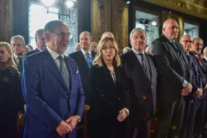 IGNAZIO LA RUSSA PRESIDENTE DEL SENATO, GIORGIA MELONI PRESIDENTE DEL CONSIGLIO, ANTONIO TAJANI POLITICO, GUIDO CROSETTO MINISTRO DELLA DIFESA IGNAZIO LA RUSSA PRESIDENTE DEL SENATO, GIORGIA MELONI PRESIDENTE DEL CONSIGLIO, ANTONIO TAJANI POLITICO, GUIDO CROSETTO MINISTRO DELLA DIFESA