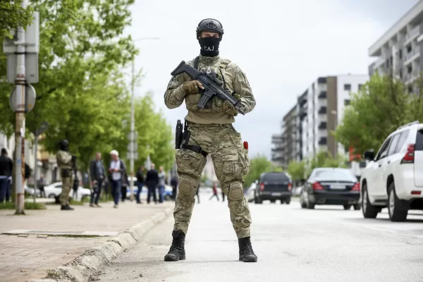 A member of the Special Anti-terrorist unit of police of Republika Srpska stands guard during the opening ceremony of the rectory building in Istocno Sarajevo, Bosnia, Thursday, April 24, 2025. (AP Photo/Armin Durgut) 


Associated Press / LaPresse
Only italy and spain