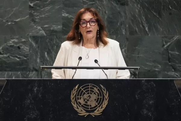 European Union Commissioner for the Mediterranean Dubravka Suica addresses the United Nations General Assembly, Monday, July 28, 2025. (AP Photo/Richard Drew) 



Associated Press / LaPresse
Only italy and spain
