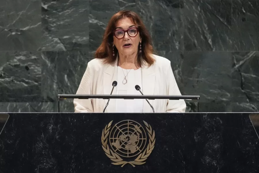 European Union Commissioner for the Mediterranean Dubravka Suica addresses the United Nations General Assembly, Monday, July 28, 2025. (AP Photo/Richard Drew) 



Associated Press / LaPresse
Only italy and spain