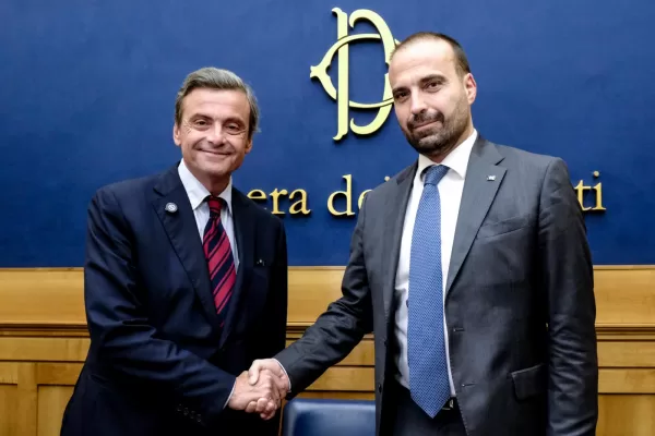 Il segretario di Azione Carlo Calenda, il segretario del Partito Liberaldemocratico Luigi Marattin in occasione della conferenza stampa per illustrare le proposte per la leggi di bilancio che sigla una alleanza politica tra i due partiti. Camera dei Deputati a Roma Giovedì 09 Ottobre 2025. (foto Mauro Scrobogna / LaPresse)
Azione secretary Carlo Calenda and Liberal Democratic Party secretary Luigi Marattin at the press conference to present the budget proposals that seal a political alliance between the two parties. Chamber of Deputies in Rome on Thursday, October 09 2025. (Photo by Mauro Scrobogna / LaPresse) Il segretario di Azione Carlo Calenda, il segretario del Partito Liberaldemocratico Luigi Marattin in occasione della conferenza stampa per illustrare le proposte per la leggi di bilancio che sigla una alleanza politica tra i due partiti. Camera dei Deputati a Roma Giovedì 09 Ottobre 2025. (foto Mauro Scrobogna / LaPresse)
Azione secretary Carlo Calenda and Liberal Democratic Party secretary Luigi Marattin at the press conference to present the budget proposals that seal a political alliance between the two parties. Chamber of Deputies in Rome on Thursday, October 09 2025. (Photo by Mauro Scrobogna / LaPresse)