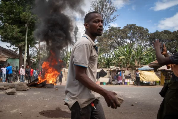 People protest in the streets of Arusha, Tanzania, on election day Wednesday, Oct. 29, 2025. (AP Photo/str) 



Associated Press / LaPresse
Only italy and spain