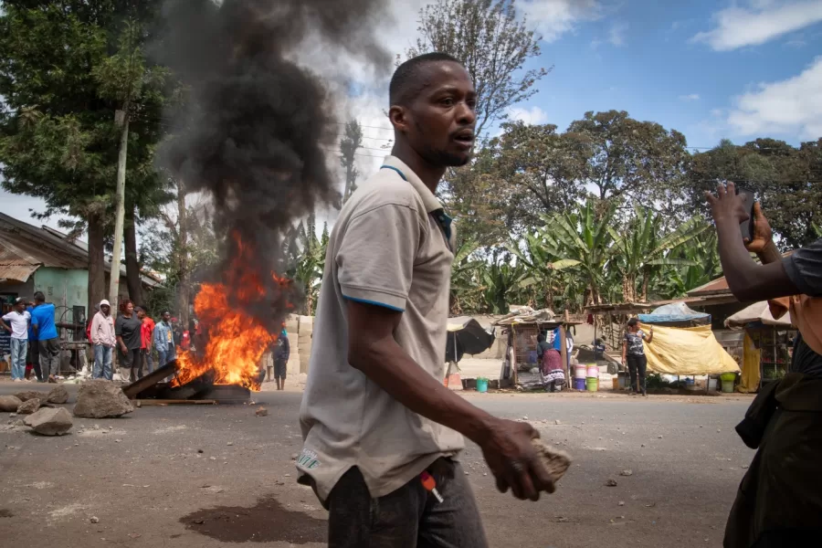 People protest in the streets of Arusha, Tanzania, on election day Wednesday, Oct. 29, 2025. (AP Photo/str) 



Associated Press / LaPresse
Only italy and spain