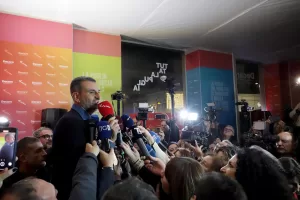 Antonio Decaro nuovo Presidente Regione Puglia dopo i risultati in conferenza stampa a Bari, Italia 24 Novembre 2025 (foto Nino Ratiani/LaPresse)

Antonio Decaro, new President of the Puglia Region, after the results were announced at a press conference in Bari, Italy, November 24, 2025 (photo by Nino Ratiani/LaPresse)