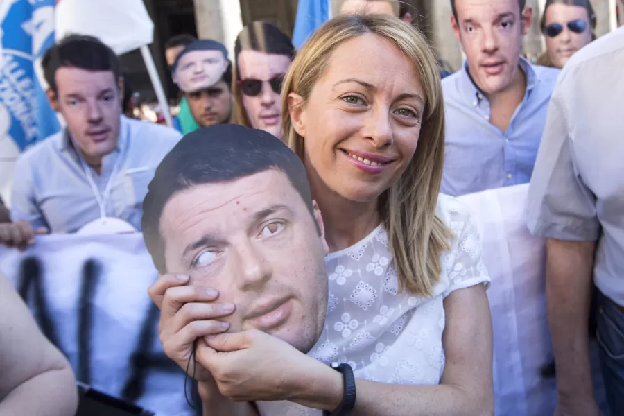 Foto Roberto Monaldo / LaPresse
15-07-2014 Roma (Italia)
Politica
Protesta di FdI – An contro la riforma del Senato
Nella foto Giorgia Meloni

Photo Roberto Monaldo / LaPresse
15-07-2014 Rome (Italy)
Protest by FdI – An party against the reform of the Senate
In the photo Giorgia Meloni