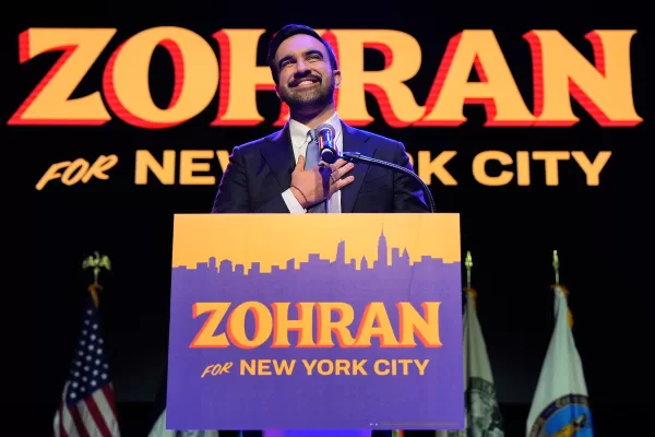Zohran Mamdani speaks during a victory speech at a mayoral election night watch party, Tuesday, Nov. 4, 2025, in New York. (AP Photo/Yuki Iwamura) Zohran Mamdani speaks during a victory speech at a mayoral election night watch party, Tuesday, Nov. 4, 2025, in New York. (AP Photo/Yuki Iwamura)