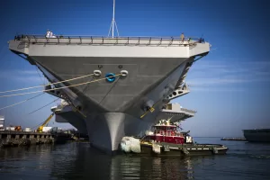 Tugboat Ft. Bragg gets into position to maneuver the USS Gerald R. Ford aircraft carrier out into the James River as the capital ship prepares to leave Naval Station Norfolk, Tuesday, June 24, 2025, in Norfolk, Va. (AP Photo/John Clark) Tugboat Ft. Bragg gets into position to maneuver the USS Gerald R. Ford aircraft carrier out into the James River as the capital ship prepares to leave Naval Station Norfolk, Tuesday, June 24, 2025, in Norfolk, Va. (AP Photo/John Clark)