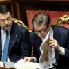Il Ministro Matteo Salvini, Il Ministro dell’economia Giancarlo Giorgetti in occasione dell’approvazione della legge di bilancio di previsione dello Stato per l’anno finanziario 2026 e bilancio pluriennale per il triennio 2026-2028. Senato, Roma Martedì 23 Dicembre  2025 (foto Mauro Scrobogna / LaPresse)  

Minister Matteo Salvini, Minister of economy Giancarlo Giorgetti on the occasion of the approval of the State budget law for the 2026 financial year and the multi-year budget for the three-year period 2026-2028. Senate, Rome, Tuesday December 23 2025. (Photo by Mauro Scrobogna / LaPresse)