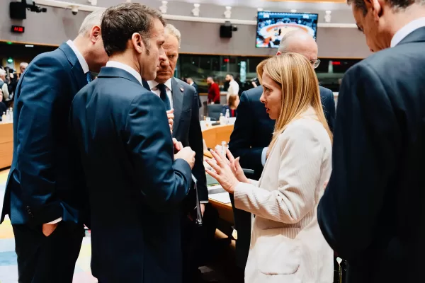 EMMANUEL MACRON PRESIDENTE FRANCIA, DONALD TUSK PRIMO MINISTRO POLONIA, GIORGIA MELONI PRESIDENTE DEL CONSIGLIO