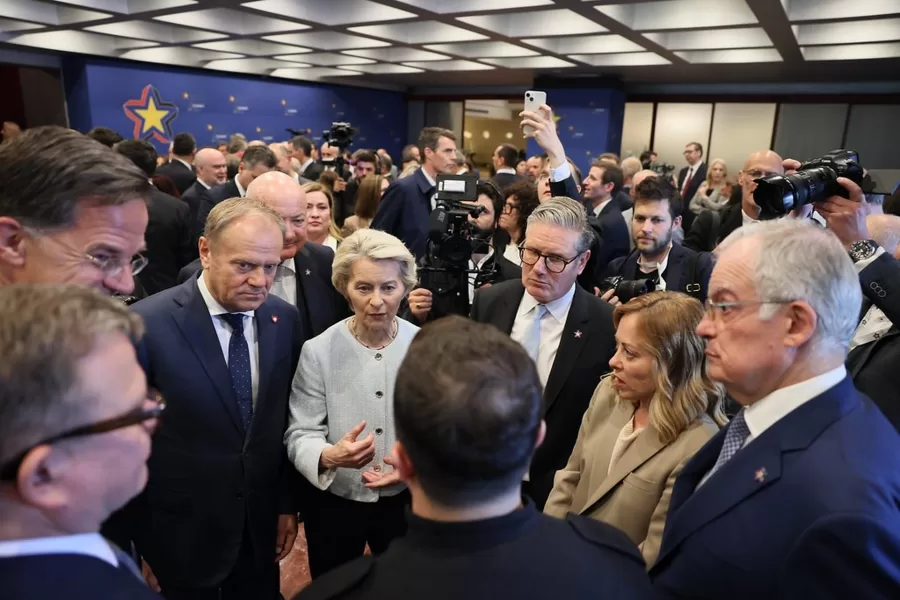 DONALD TUSK PRIMO MINISTRO POLONIA, URSULA VON DER LEYEN PRESIDENTE COMMISSIONE EUROPEA, KEIR STARMER PRIMO MINISTRO INGLESE, LA PRESIDENTE DEL CONSIGLIO GIORGIA MELONI,