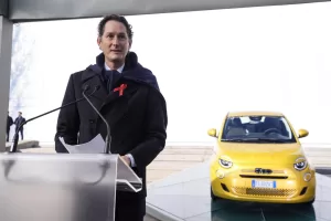 Stellantis Chairman – John Elkann during the press conference Fiat 500 hybrid Media Drive ÒLÕItalia che ci piaceÓ.  Italy – News – November, 25 2025. (Photo by Fabio Ferrari/LaPresse)