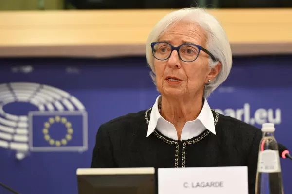 European Central Bank President Christine Lagarde speaks during a committee meeting at the European Parliament in Brussels, Wednesday, Dec. 3, 2025. (AP Photo/Harry Nakos)
