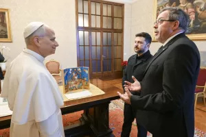 Papa Leone XIVil riceve Signor Volodymyr Zelenskyj Presidente della Repubblica di Ucraina, Città del Vaticano 9 dicembre 2025 (Foto Vatican Media/LaPresse)
DISTRIBUTION FREE OF CHARGE – NOT FOR SALE Papa Leone XIVil riceve Signor Volodymyr Zelenskyj Presidente della Repubblica di Ucraina, Città del Vaticano 9 dicembre 2025 (Foto Vatican Media/LaPresse)
DISTRIBUTION FREE OF CHARGE – NOT FOR SALE