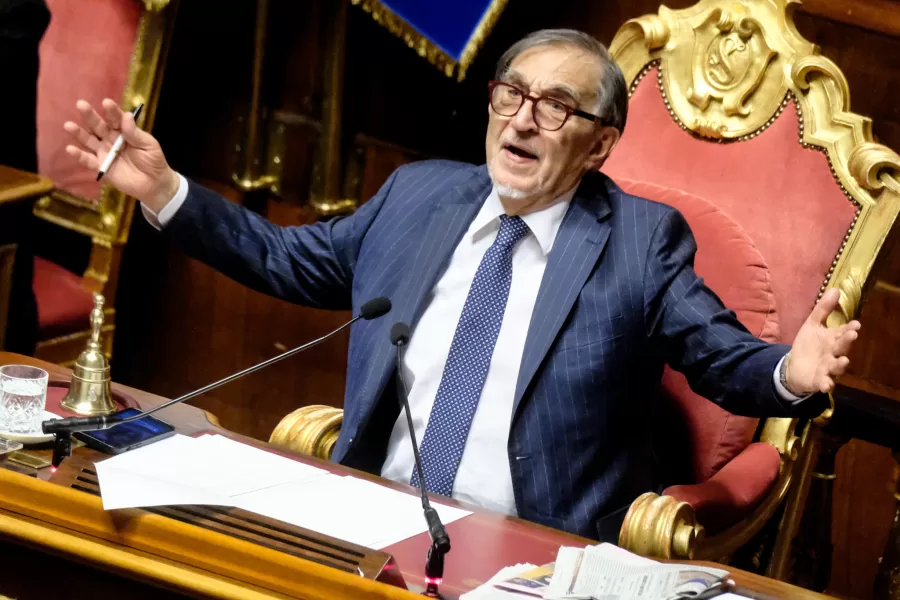 Il Presidente del Senato Ignazio La Russa in occasione dell’esame della legge di bilancio di previsione dello Stato per l’anno finanziario 2026 e bilancio pluriennale per il triennio 2026-2028. Senato, Roma Lunedì 22 Dicembre  2025 (foto Mauro Scrobogna / LaPresse)  

The President of the Senate Ignazio La Russa on the occasion of the examination of the State budget law for the 2026 financial year and the multi-year budget for the three-year period 2026-2028. Senate, Rome, Monday December 22 2025. (Photo by Mauro Scrobogna / LaPresse)