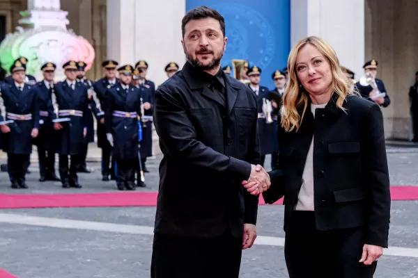 Il Presidente del Consiglio Giorgia Meloni incontra il Presidente dell’Ucraina Volodymyr Zelensky. Palazzo Chigi a Roma, Martedì Dicembre  2025 (foto Mauro Scrobogna / LaPresse)  

Prime Minister Giorgia Meloni meets with Ukrainian President Volodymyr Zelensky at Palazzo Chigi in Rome, Tuesday December 09 2025. (Photo by Mauro Scrobogna / LaPresse)