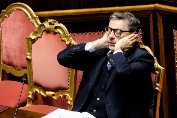 Il Ministro dell’economia Giancarlo Giorgetti in occasione dell’esame della legge di bilancio di previsione dello Stato per l’anno finanziario 2026 e bilancio pluriennale per il triennio 2026-2028. Senato, Roma Lunedì 22 Dicembre  2025 (foto Mauro Scrobogna / LaPresse)  

Minister of economy Giancarlo Giorgetti on the occasion of the examination of the State budget law for the 2026 financial year and the multi-year budget for the three-year period 2026-2028. Senate, Rome, Monday December 22 2025. (Photo by Mauro Scrobogna / LaPresse)