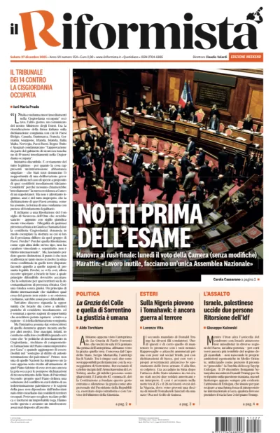 Quotidiano del 27 Dicembre 2025