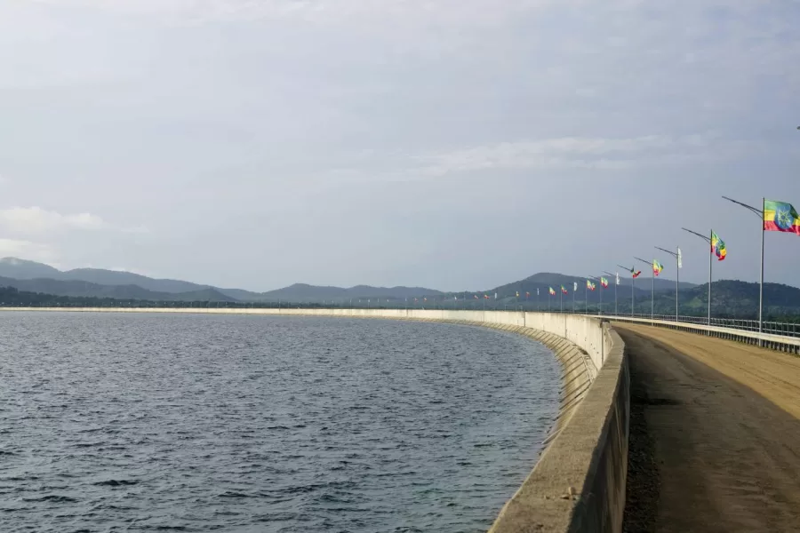 A view of the Grand Ethiopian Renaissance Dam in Benishangul-Gumuz, Ethiopia, Tuesday, Sept. 9, 2025. (AP Photo/Jackson Njehia)