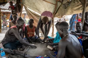 Members of the Akuak community play dominoes on a human-made island along the Nile River in Akuak, South Sudan, Nov. 8, 2025. (AP Photo/Florence Miettaux)





Associate Press/ LaPresse
Only Italy and Spain