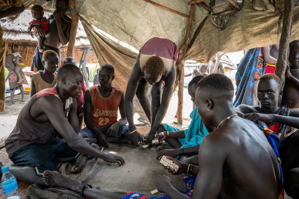 Members of the Akuak community play dominoes on a human-made island along the Nile River in Akuak, South Sudan, Nov. 8, 2025. (AP Photo/Florence Miettaux)





Associate Press/ LaPresse
Only Italy and Spain