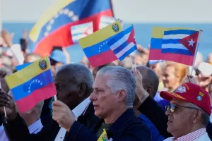 Cuban President Miguel Diaz-Canel attends a rally in Havana, Cuba, Saturday, Jan. 3, 2026, in solidarity with Venezuela after the U.S. captured President Nicolas Maduro and flew him out of Venezuela. (AP Photo/Ramon Espinosa) Cuban President Miguel Diaz-Canel attends a rally in Havana, Cuba, Saturday, Jan. 3, 2026, in solidarity with Venezuela after the U.S. captured President Nicolas Maduro and flew him out of Venezuela. (AP Photo/Ramon Espinosa)