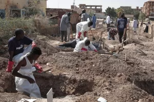 Members of the Sudanese Red Crescent rebury the remains of victims of Sudans two-year conflict, transferring bodies from makeshift graves to a local cemetery in Khartoum, Sudan, Sunday, Jan. 11, 2026. (AP Photo/Marwan Ali) Members of the Sudanese Red Crescent rebury the remains of victims of Sudans two-year conflict, transferring bodies from makeshift graves to a local cemetery in Khartoum, Sudan, Sunday, Jan. 11, 2026. (AP Photo/Marwan Ali)